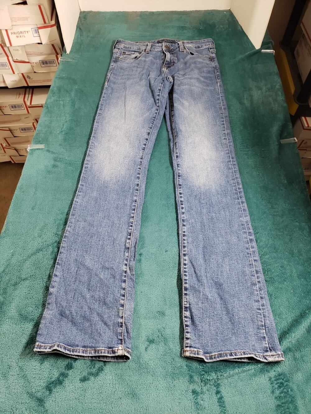 Aeropostale Jeans Size 4 Long Womens Blue Denim Pants Ladies Mid Rise Bootcut